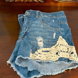 Altar’d State women’s jean shorts with lace Size 28 MEDIUM